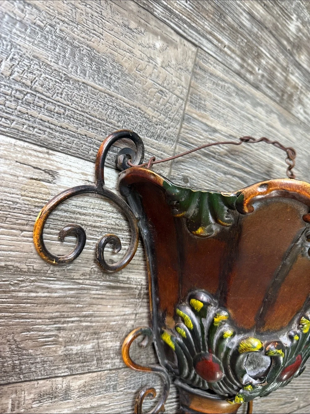 Decorative Brown and Green Resin Wall Sconce Planter